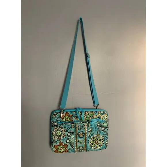 Vera Bradley 12" mini Laptop  Hard Case w/Shoulder Strap in Bali Blue EUC - Picture 3 of 11